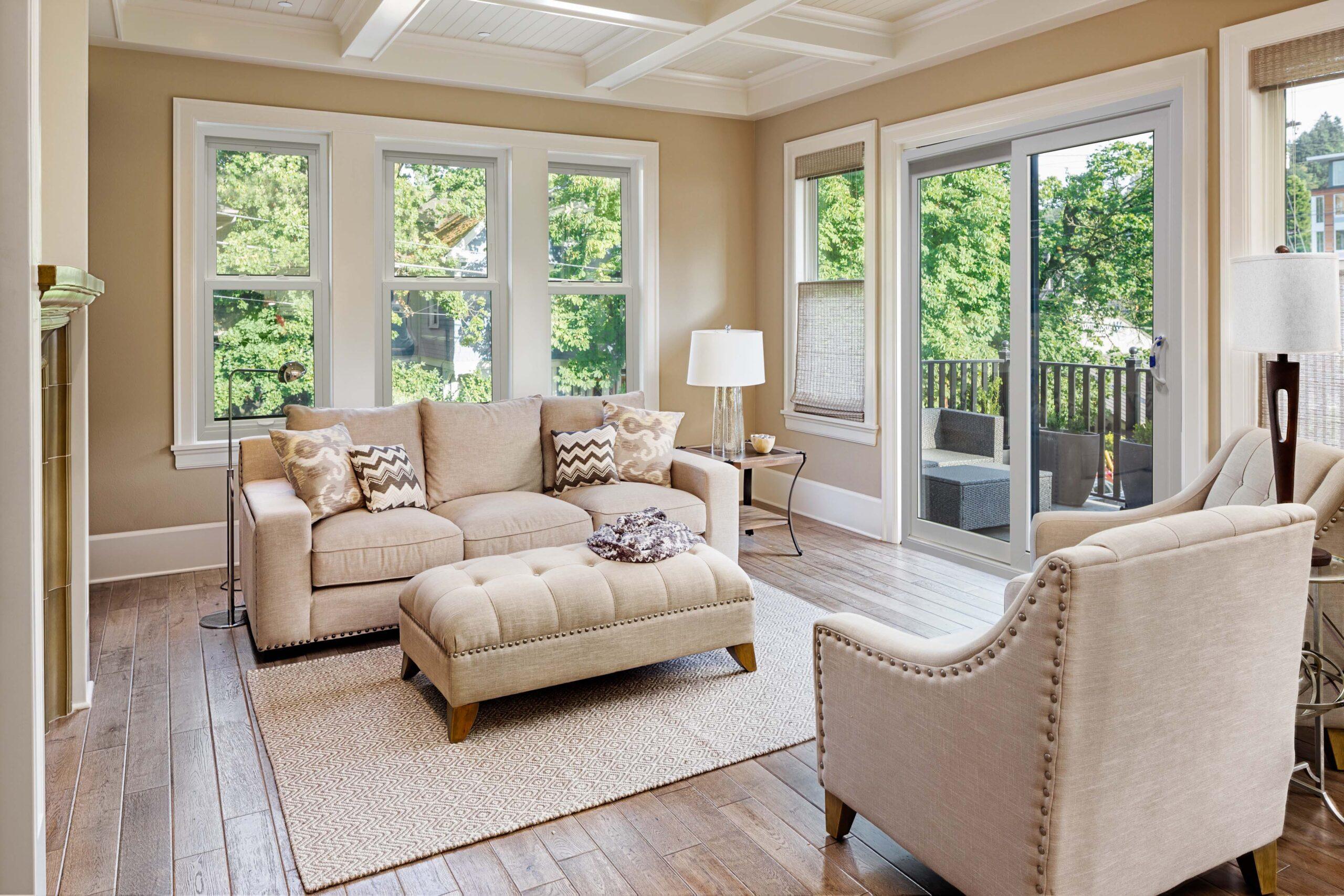 Pair Double Hung Windows with A Patio Door